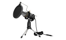 Mic on tripod stand with wires