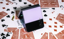 Samsung Galaxy Z Flip 4  on deck of cards