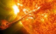 A coronal mass ejection ejected from the sun, as captured by NASA’s Solar Dynamics Observatory in 2012.