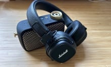 marshall major v headphones on mini amp