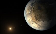 An artist's conception of the Earth-sized exoplanet Kepler-186f, which orbits in the habitable zone of a distant solar system some 500 light-years away.