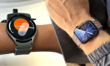 Samsung Galaxy Watch 7 vs. Apple Watch Series 9 split image