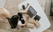 woman working at laptop