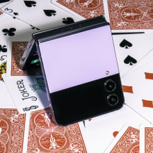 Samsung Galaxy Z Flip 4  on deck of cards