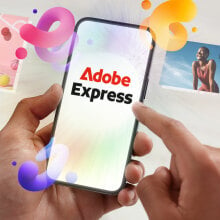 Person using Adobe Express app