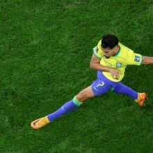 Lucas Paqueta takes a shot for Brazil