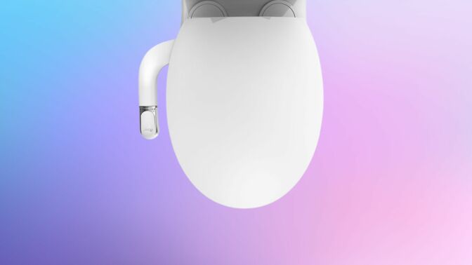 Slim Twist Bidet Attachment on a colorful background.