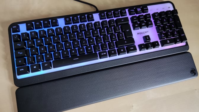 Black keyboard with purple backlight