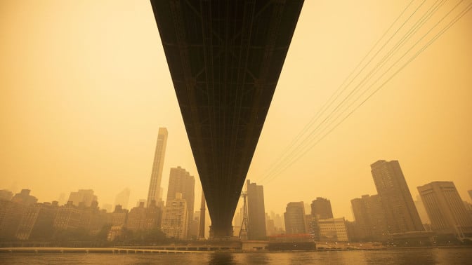 Wildfire smoke from Canada poured into New York City on June 7, 2023, turning skies orange.