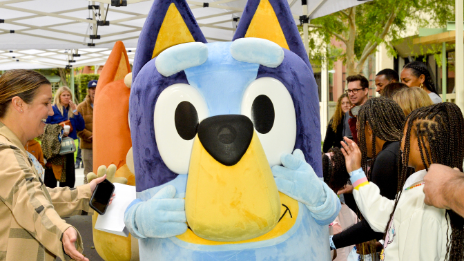 bluey mascot at an event