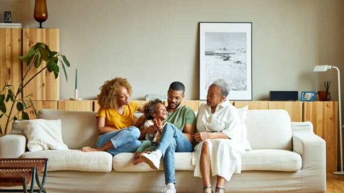 A family spending time in their home