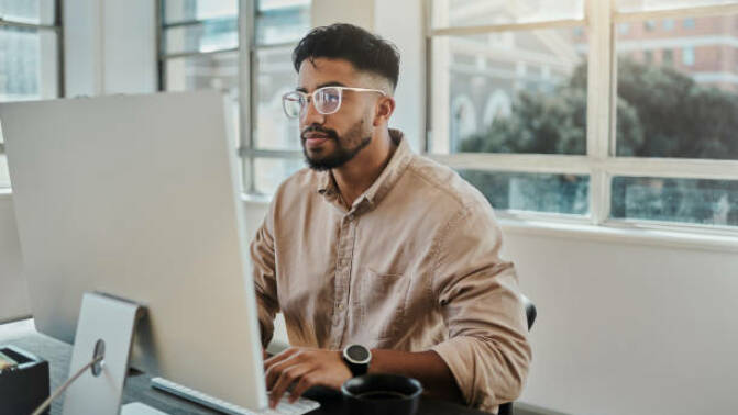 A person at their desk