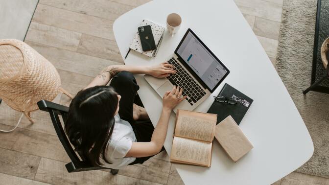 woman working at laptop