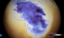 Data visualization of cold temperatures in North America in 2018.