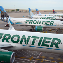 frontier planes at the airport 