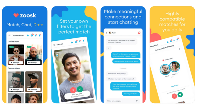 screenshots of the Zoosk ios app